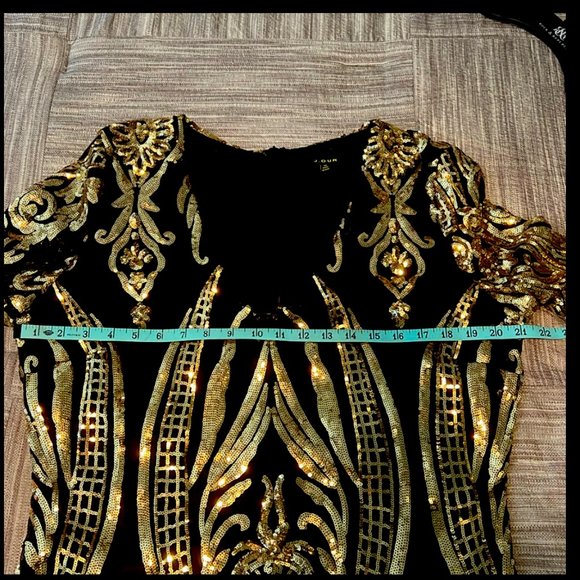 NWOT: J. Our Gold & Black Sequin Dress, Plus Size 1X - Picture 11 of 14